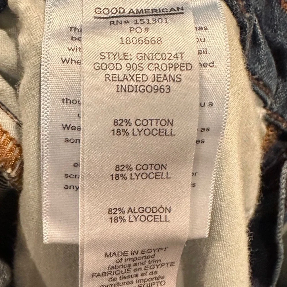 Good American Good 90s Cropped Relaxed Denim Jeans Size 27 Mid Rise Baggy - Picture 5 of 9